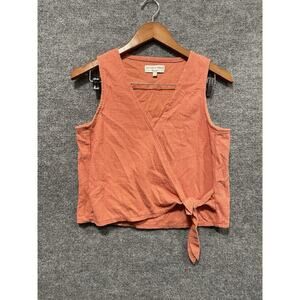 Madewell Texture And Thread Sleeveless Tank Top Wrap Tie Orange Coral Size Small